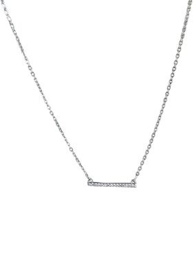 SILVER TONE Bar Pendant Necklace
